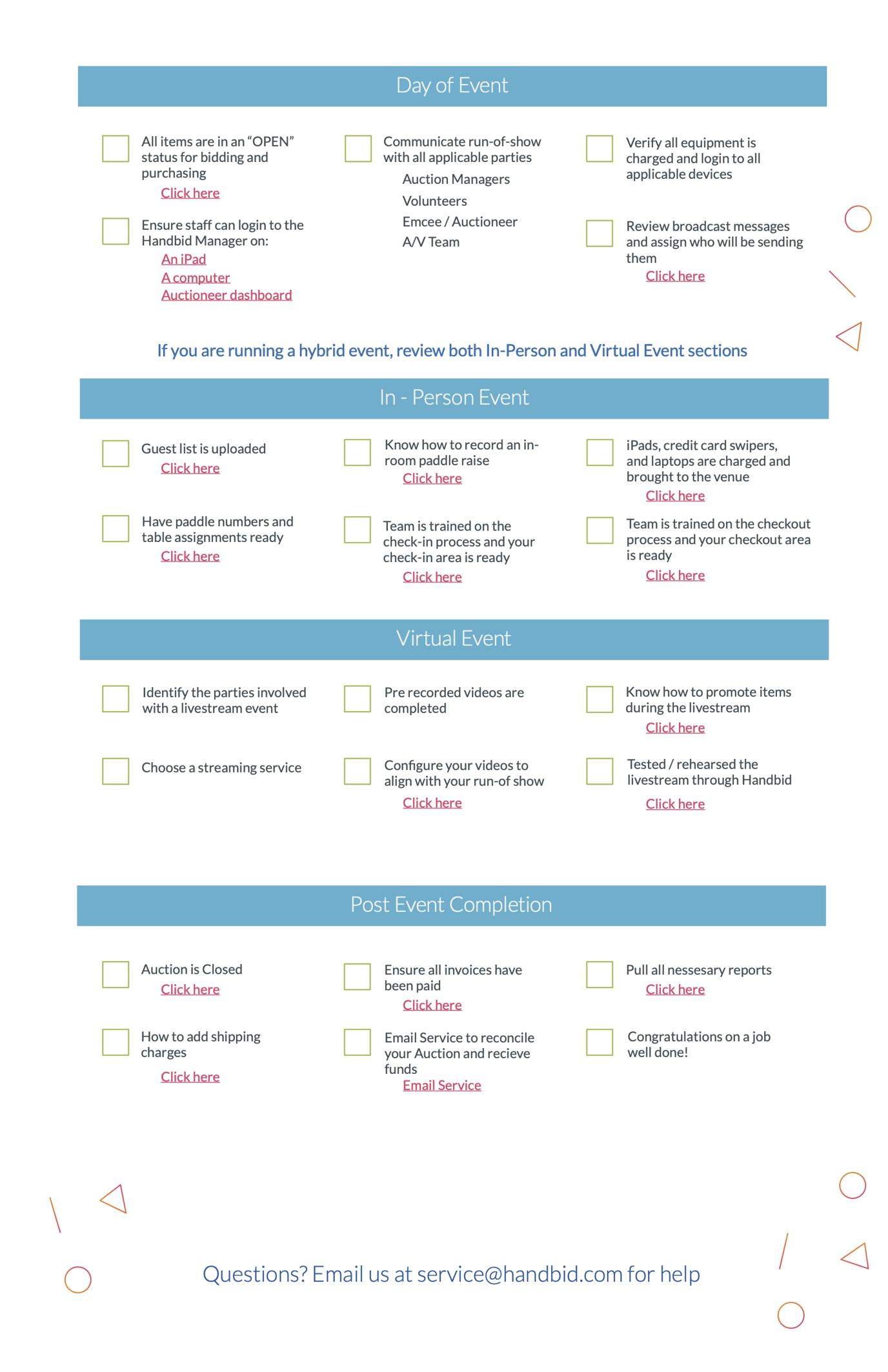Auction Checklist